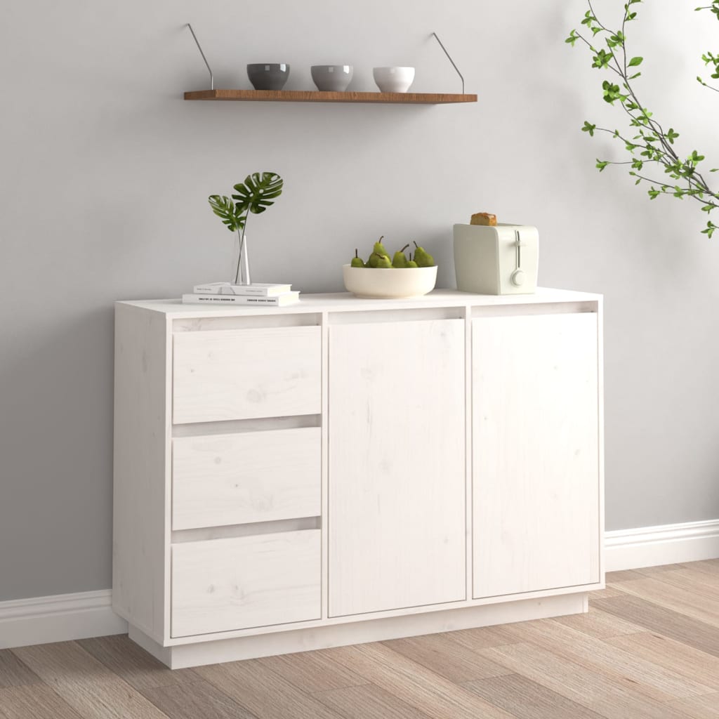 Sideboard White 111x34x75 cm Solid Wood Pine - Bargainia.com - 8720286904435 - 813805