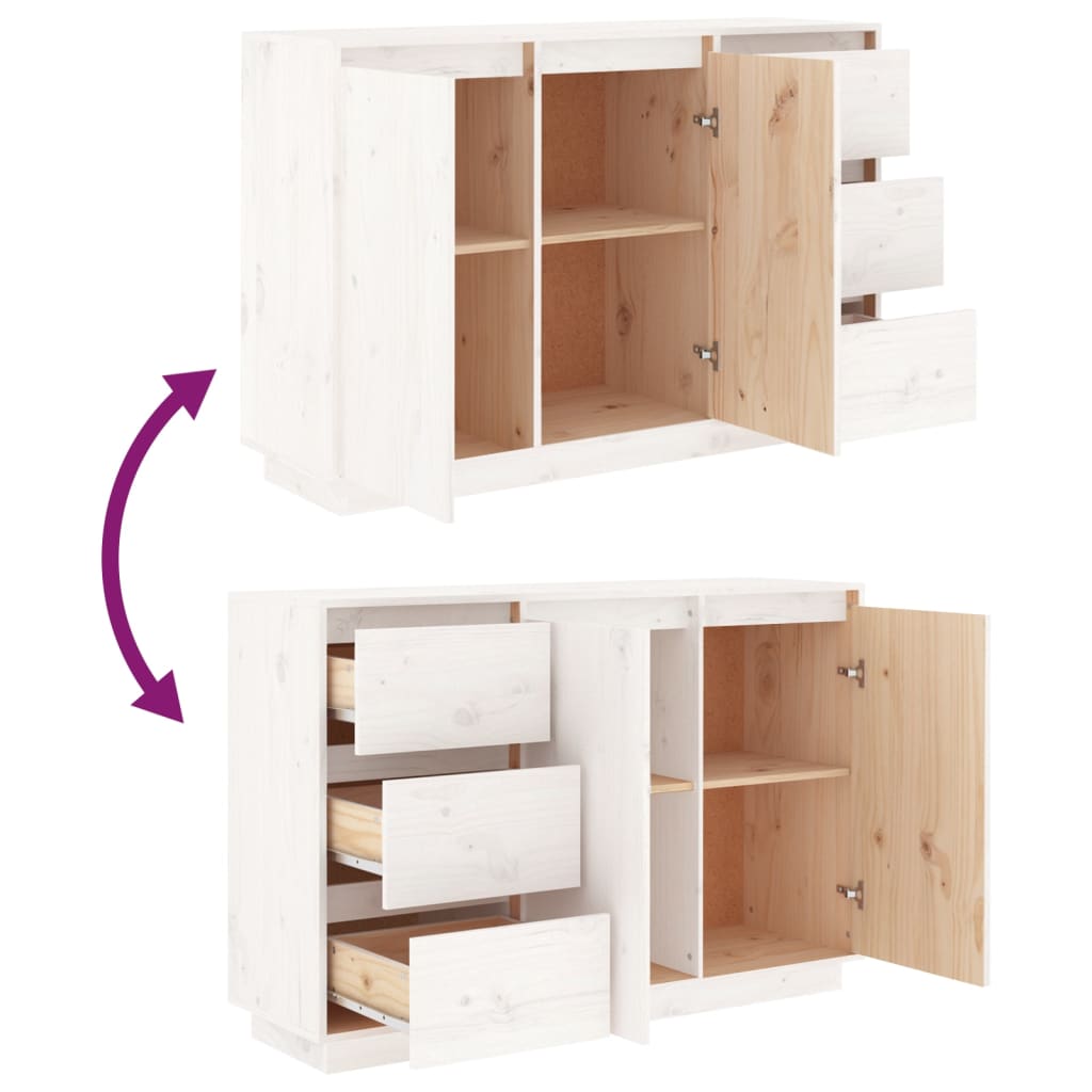 Sideboard White 111x34x75 cm Solid Wood Pine - Bargainia.com - 8720286904435 - 813805