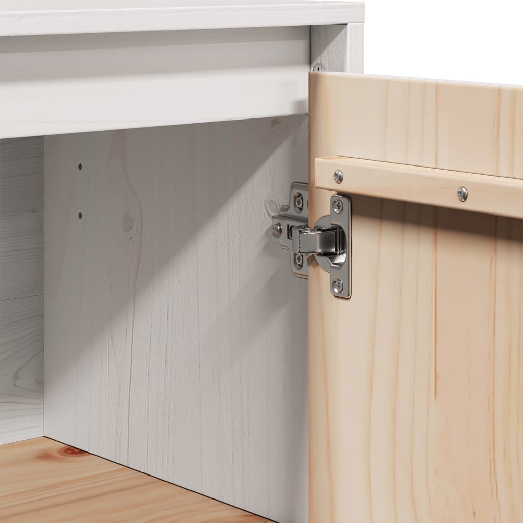 Sideboard White 60x34x75 cm Solid Wood Pine - Bargainia.com - 