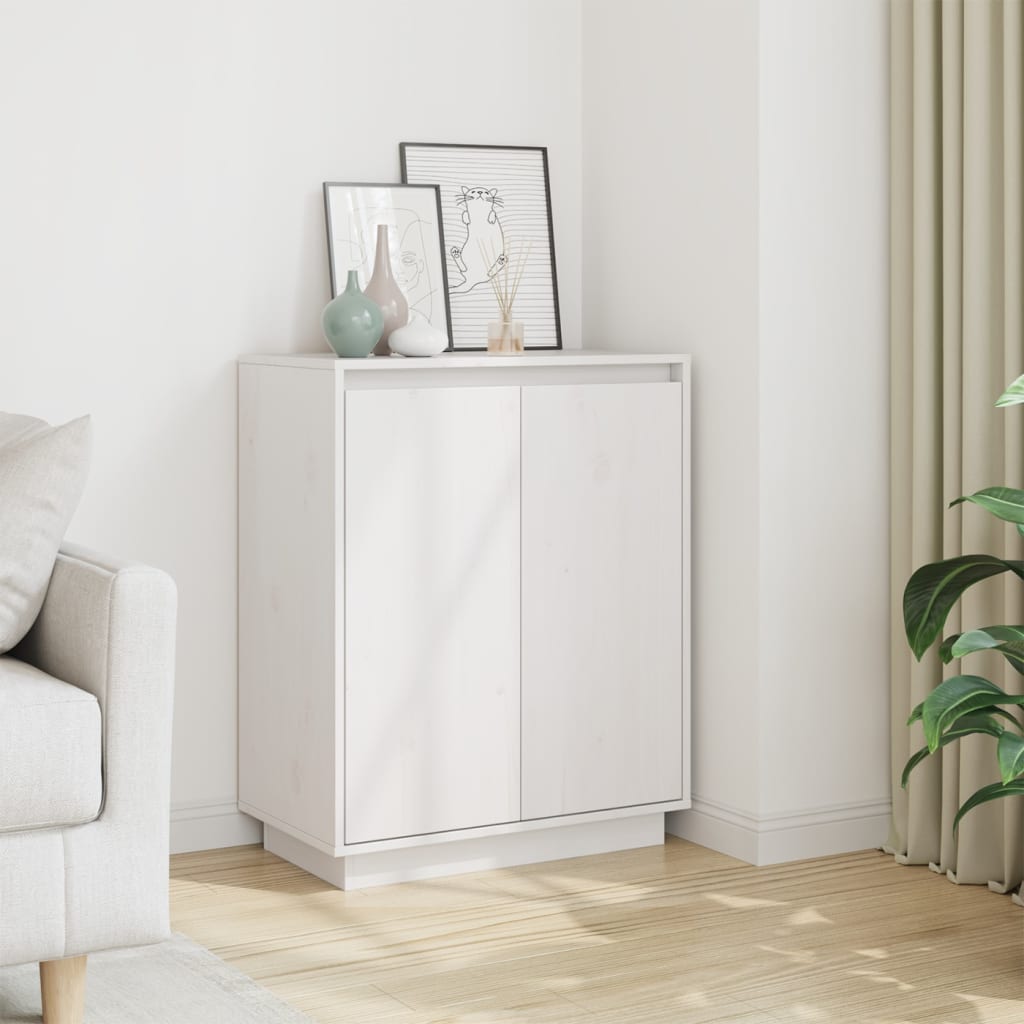 Sideboard White 60x34x75 cm Solid Wood Pine - Bargainia.com - 