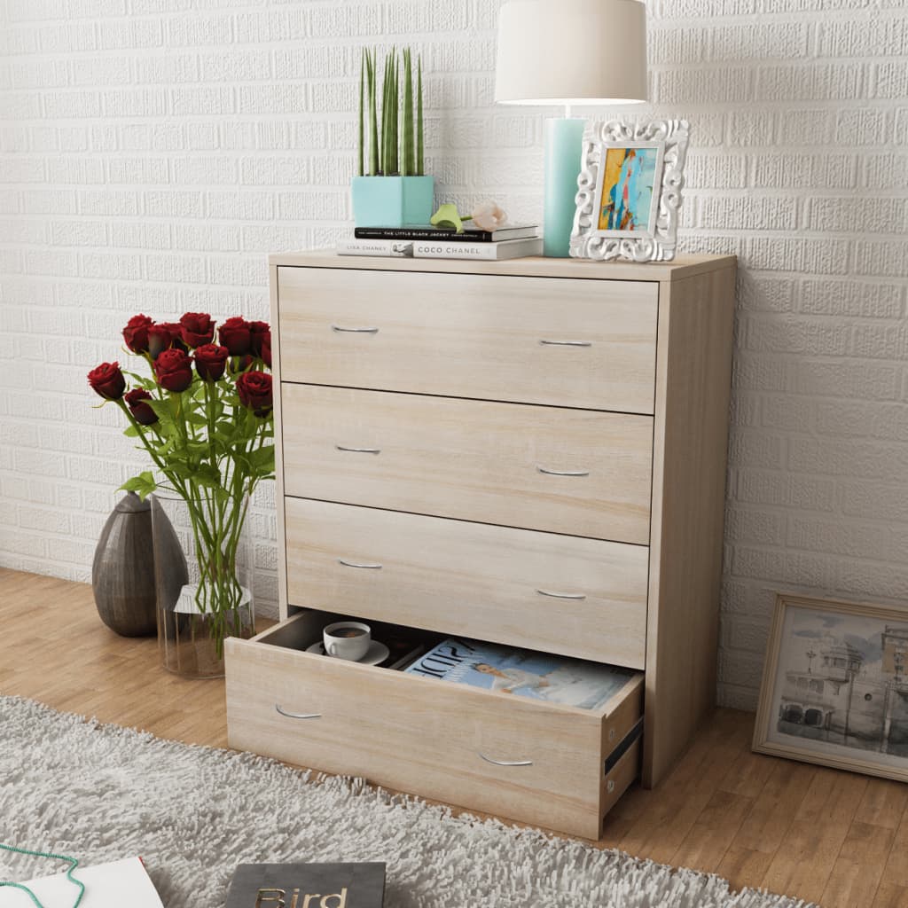 Sideboard with 4 Drawers 60x30.5x71 cm Oak Colour - Bargainia.com - 8718475954729 - 242544