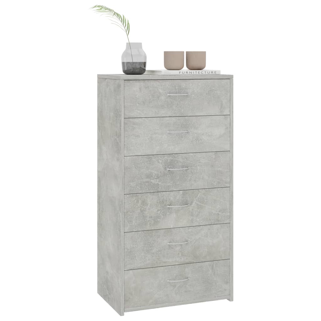 Sideboard with 6 Drawers Concrete Grey 50x34x96 cm Engineered Wood - Bargainia.com - 8719883786193 - 800670