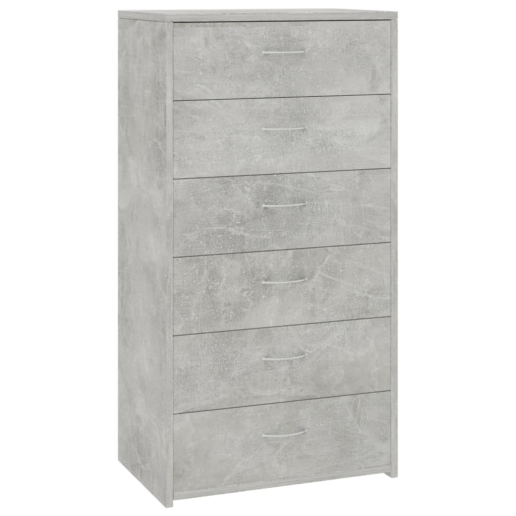 Sideboard with 6 Drawers Concrete Grey 50x34x96 cm Engineered Wood - Bargainia.com - 8719883786193 - 800670