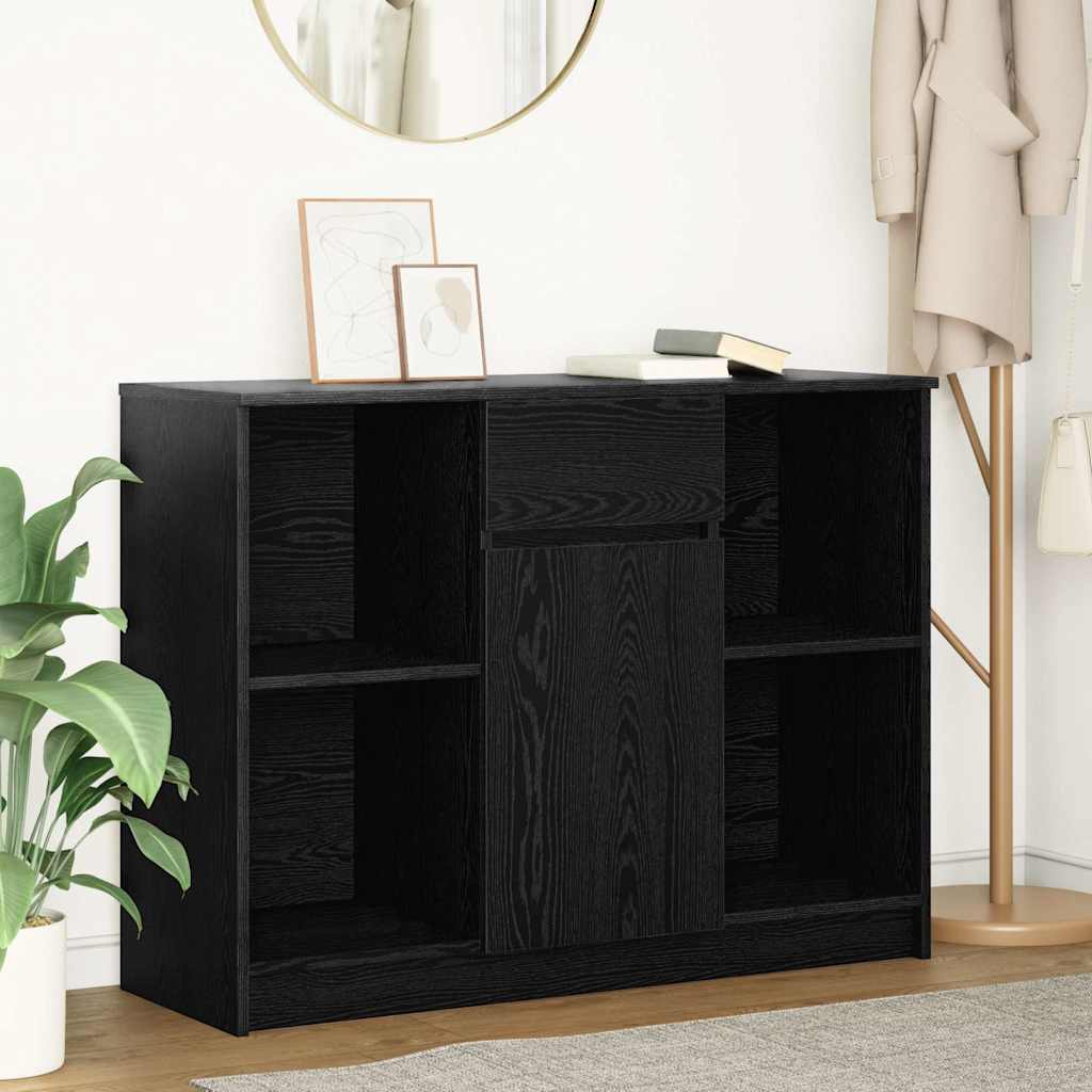 Sideboard with Drawer Black Oak 101x35x76 cm Engineered Wood - Bargainia.com - 
