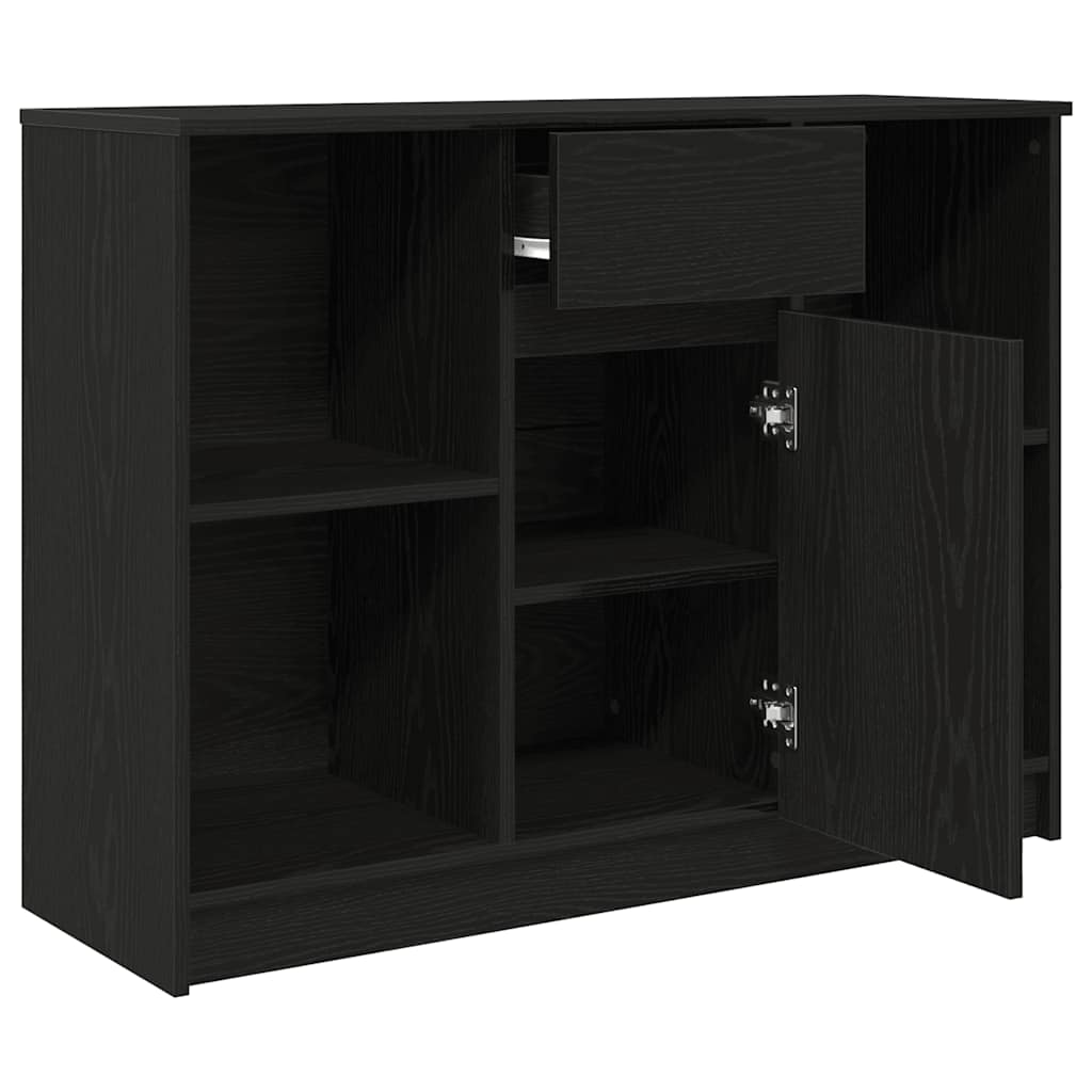 Sideboard with Drawer Black Oak 101x35x76 cm Engineered Wood - Bargainia.com - 