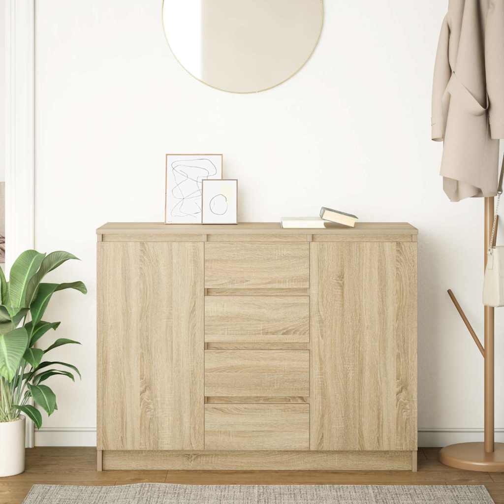 Sideboard with Drawers Sonoma Oak 100.5x35x76 cm Engineered Wood - Bargainia.com - 8721158712967 - 3328446
