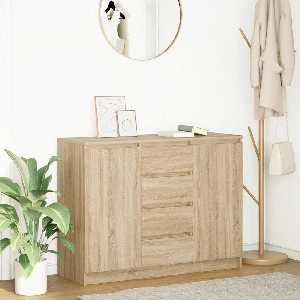 Sideboard with Drawers Sonoma Oak 100.5x35x76 cm Engineered Wood - Bargainia.com - 8721158712967 - 3328446
