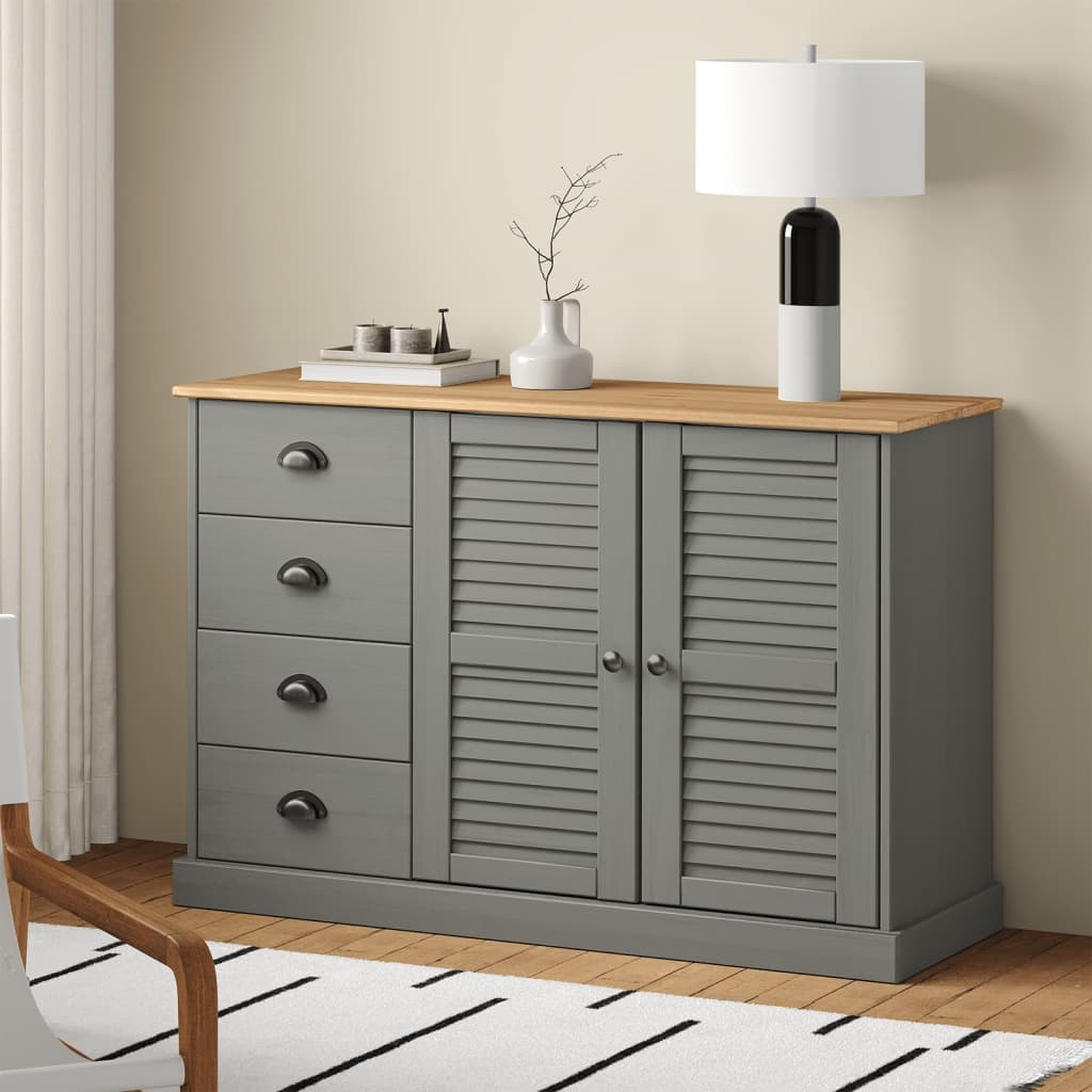 Sideboard with Drawers VIGO 113x40x75 cm Grey Solid Wood Pine - Bargainia.com - 8720845846039 - 353189