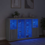 Sideboards with LED Lights 3 pcs Grey Sonoma Engineered Wood - Bargainia.com - 