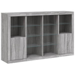 Sideboards with LED Lights 3 pcs Grey Sonoma Engineered Wood - Bargainia.com - 