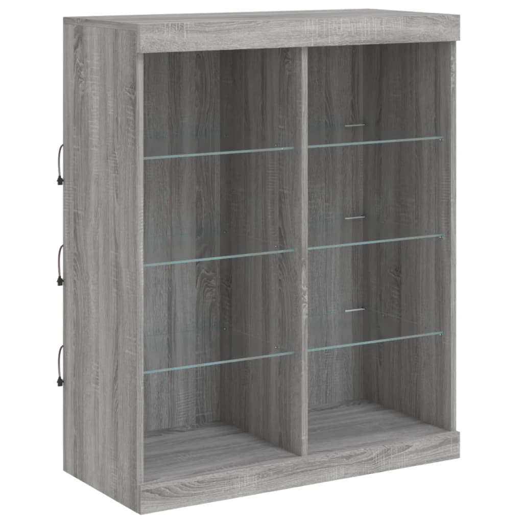 Sideboards with LED Lights 3 pcs Grey Sonoma Engineered Wood - Bargainia.com - 