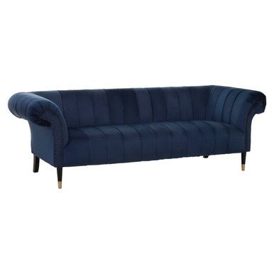 Siena Three Seat Midnight Velvet Sofa - Bargainia.com - 
