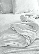 Silver Teddy Fleece Duvet & Two Pillow Covers Set Super Soft - Hibernate Cosy Collection - Bargainia.com - 