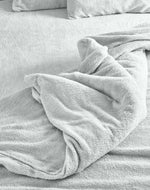 Silver Teddy Fleece Duvet & Two Pillow Covers Set Super Soft - Hibernate Cosy Collection - Bargainia.com - 