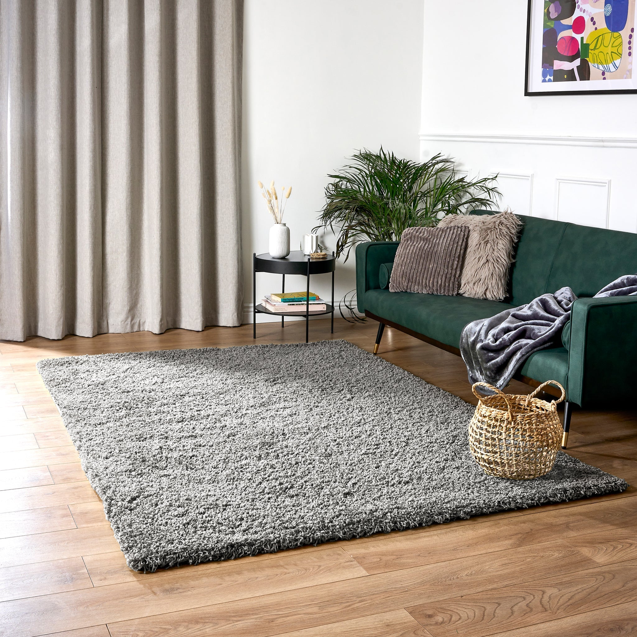 Silver Thick Shaggy Rug - California Rugs Rug Masters 120x170cm (4'x5'8")