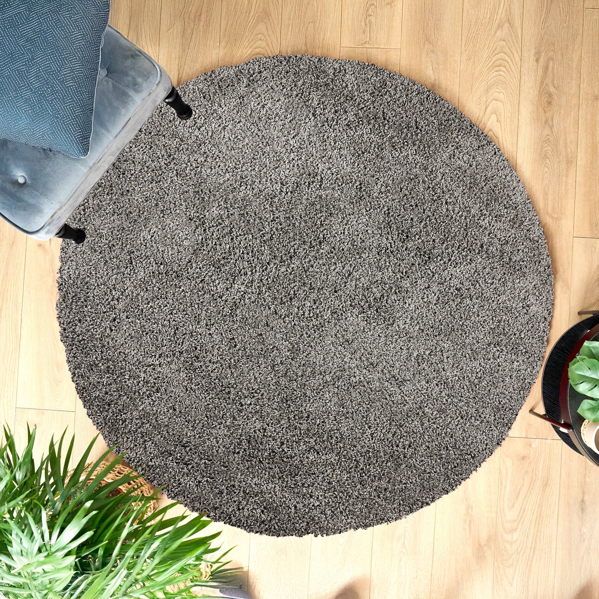 Silver Thick Shaggy Rug - California Rugs Rug Masters 150cm Circle