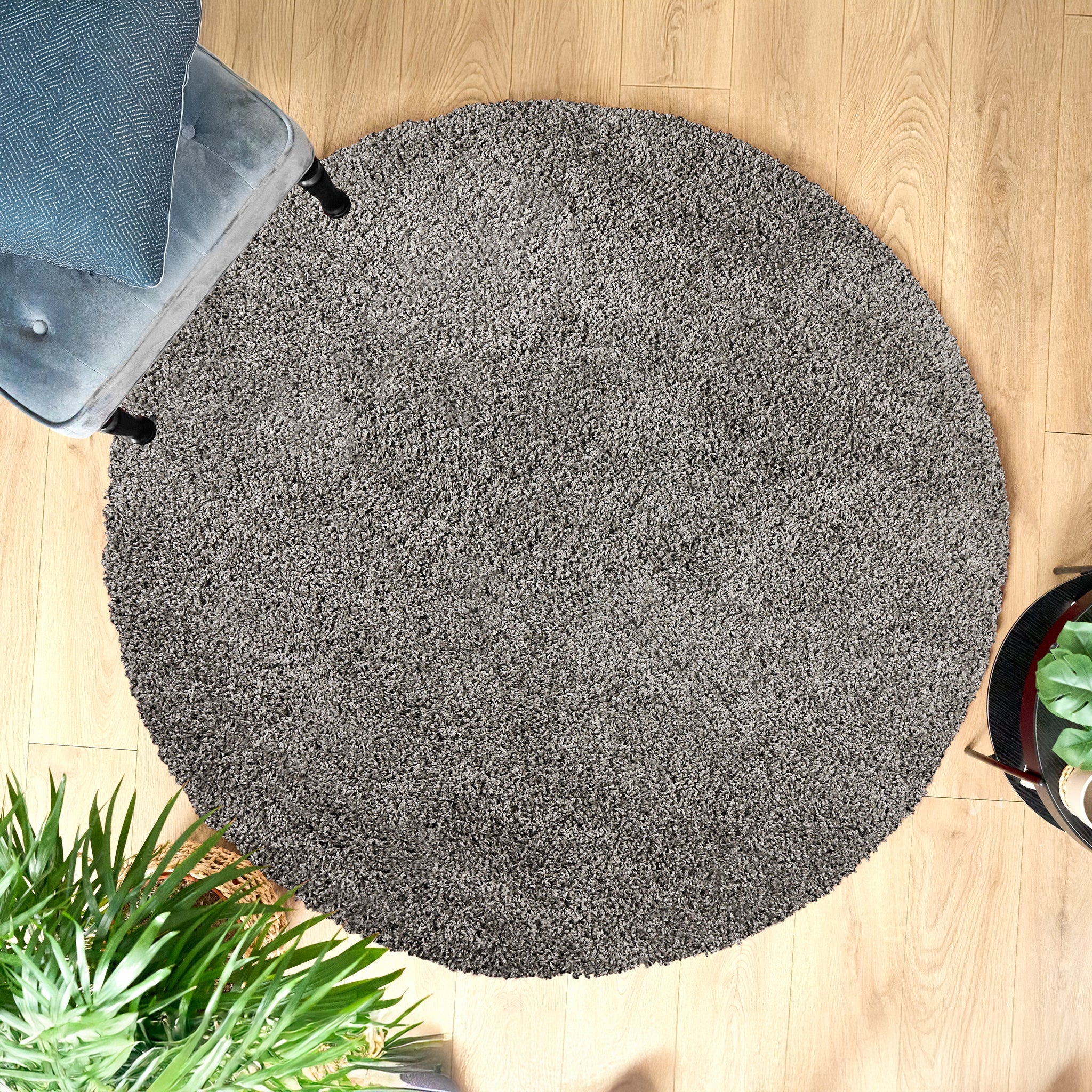 Silver Thick Shaggy Rug - California Rugs Rug Masters 150cm Circle