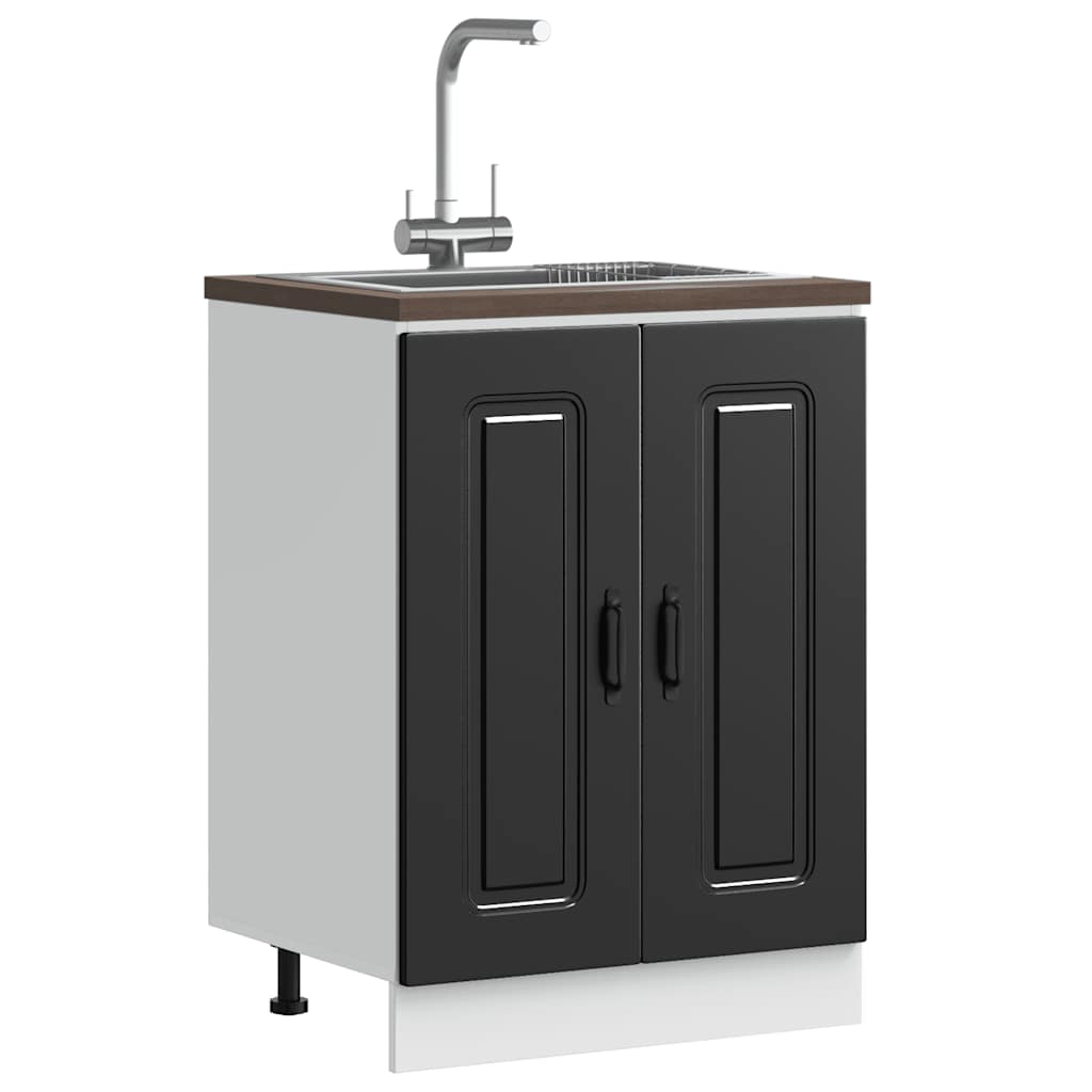 Sink Base Cabinet Kalmar Black 60x46x81.5 cm Engineered Wood - Bargainia.com - 8721158417848 - 853438