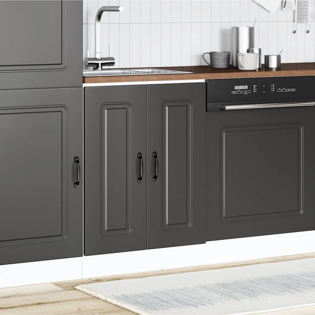Sink Base Cabinet Kalmar Black 60x46x81.5 cm Engineered Wood - Bargainia.com - 8721158417848 - 853438