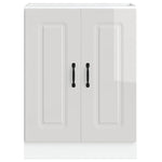 Sink Base Cabinet Kalmar High Gloss White 60x46x81.5 cm Engineered Wood - Bargainia.com - 