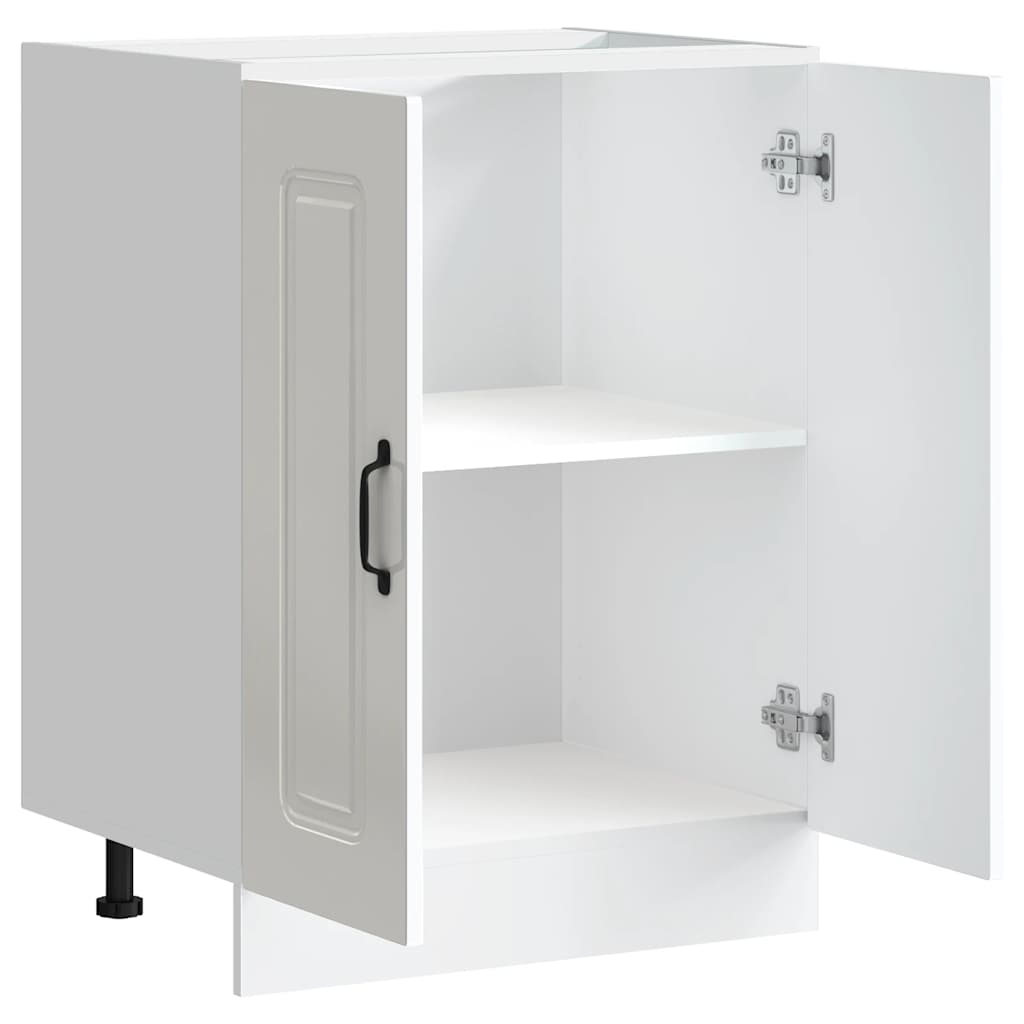 Sink Base Cabinet Kalmar High Gloss White 60x46x81.5 cm Engineered Wood - Bargainia.com - 