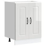 Sink Base Cabinet Kalmar High Gloss White 60x46x81.5 cm Engineered Wood - Bargainia.com - 