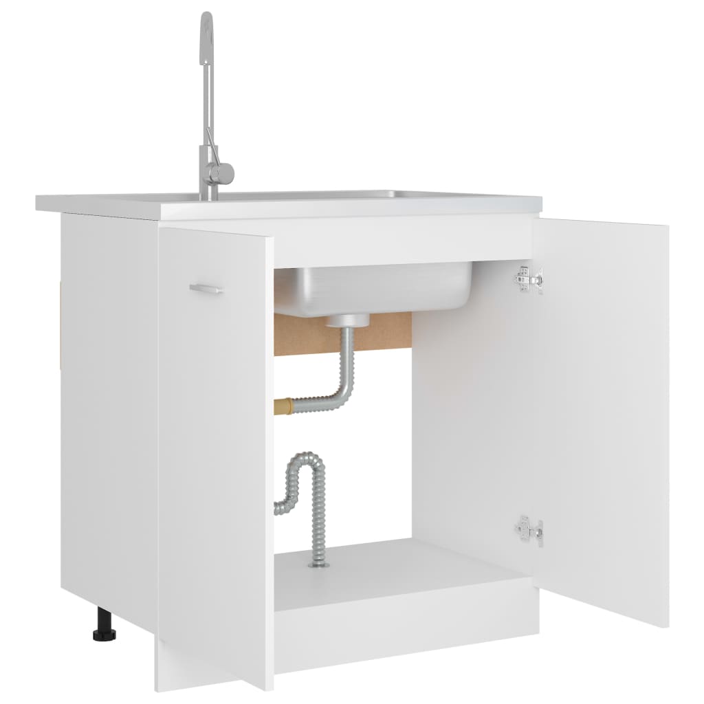 Sink Bottom Cabinet Lyon White 80x46x81.5 cm Engineered Wood - Bargainia.com - 