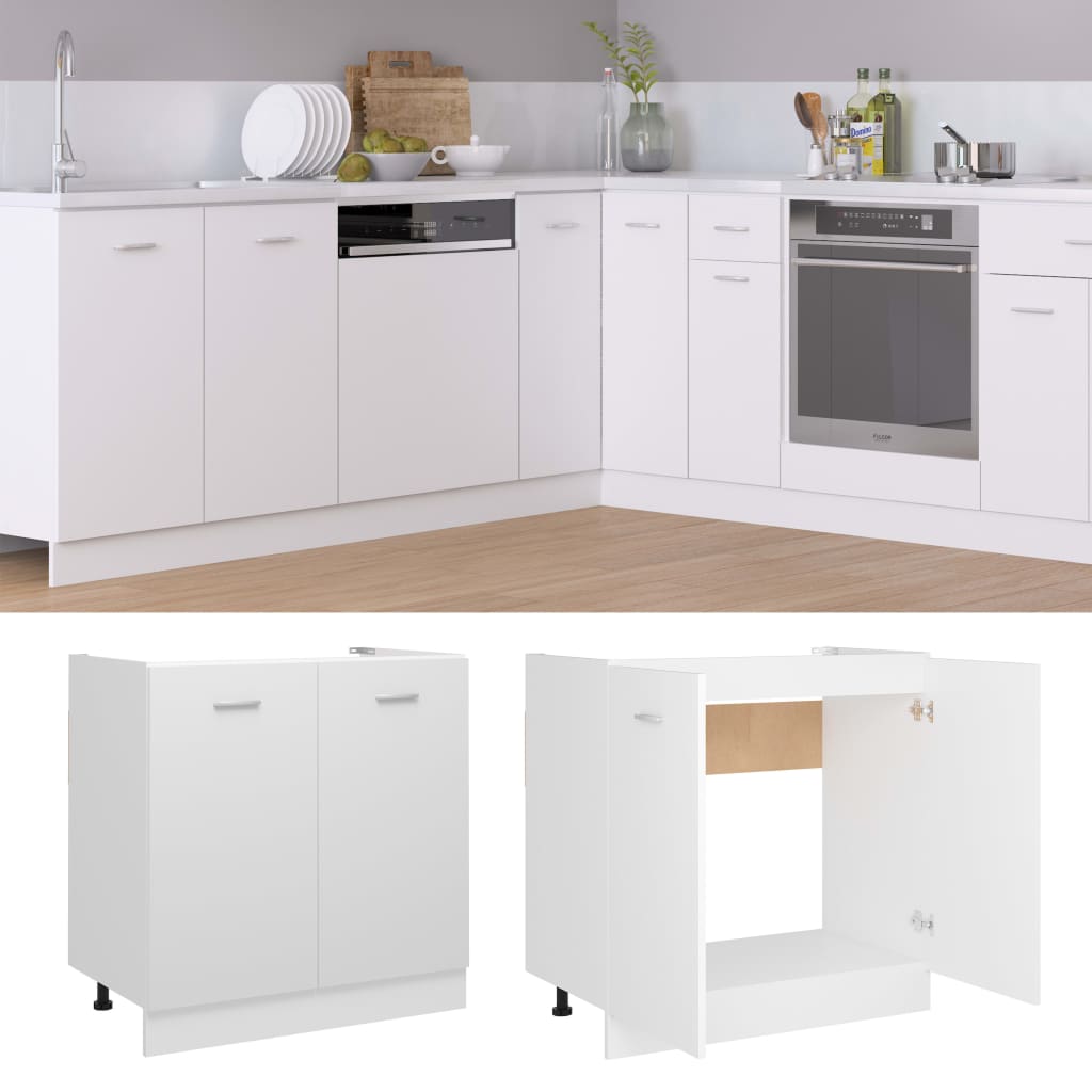 Sink Bottom Cabinet Lyon White 80x46x81.5 cm Engineered Wood - Bargainia.com - 