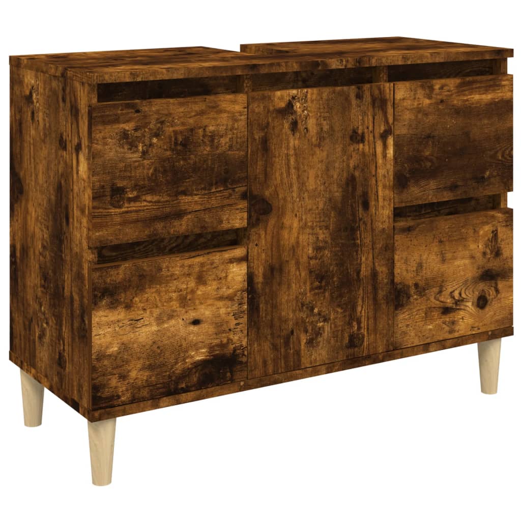 Sink Cabinet Smoked Oak 80x33x60 cm Engineered Wood - Bargainia.com - 8720845739638 - 821273
