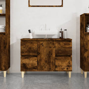 Sink Cabinet Smoked Oak 80x33x60 cm Engineered Wood - Bargainia.com - 8720845739638 - 821273