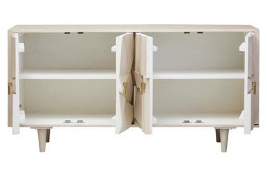 Sita Four Door Whitewash Mango Wood Abstract Sideboard - Bargainia.com - 5063227013609