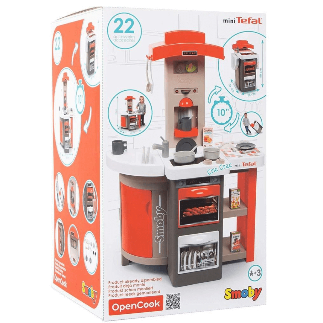 Smoby Tefal Opencook Compact Play Kitchen - Realistic Sounds, 22 Accessories for Imaginative Play Clearance