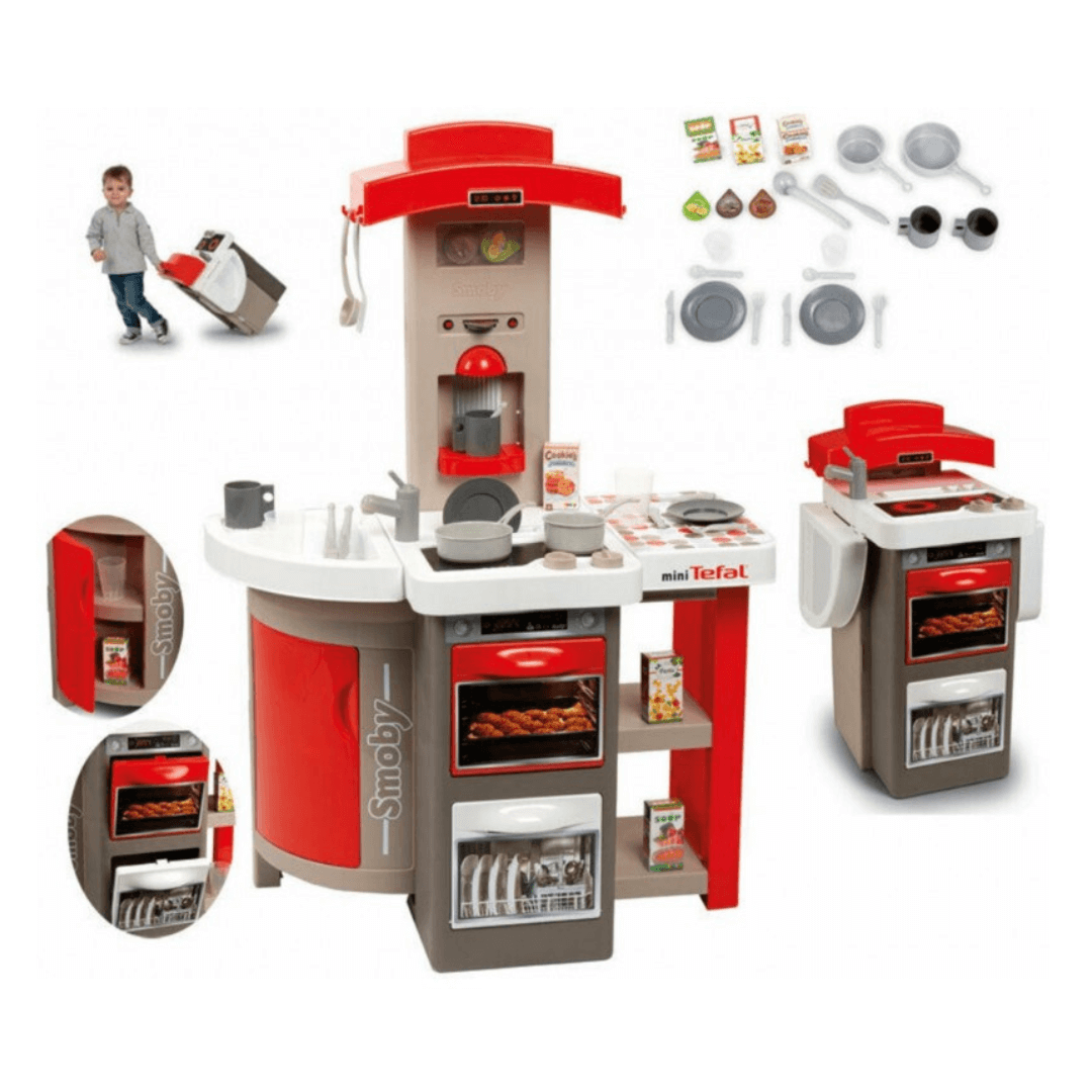 Smoby Tefal Opencook Compact Play Kitchen - Realistic Sounds, 22 Accessories for Imaginative Play - Bargainia.com - 