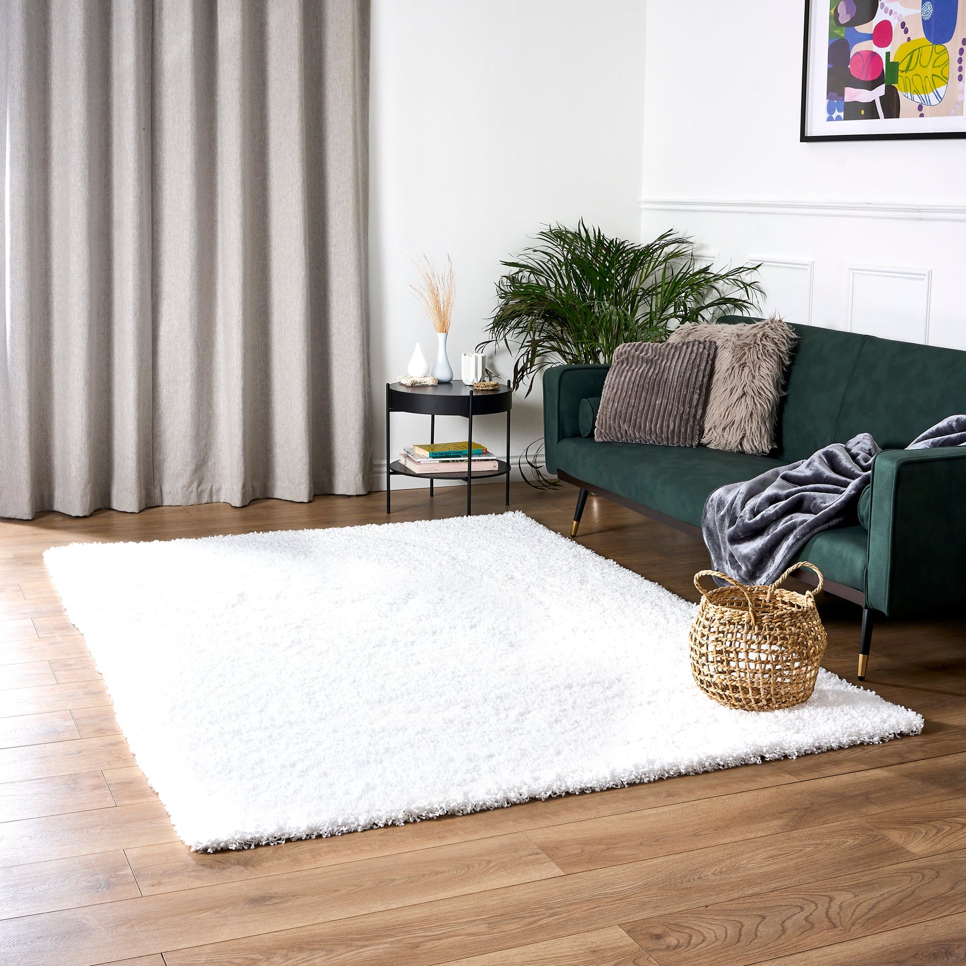 Snow White Plain Shaggy Rug - California Rugs Rug Masters