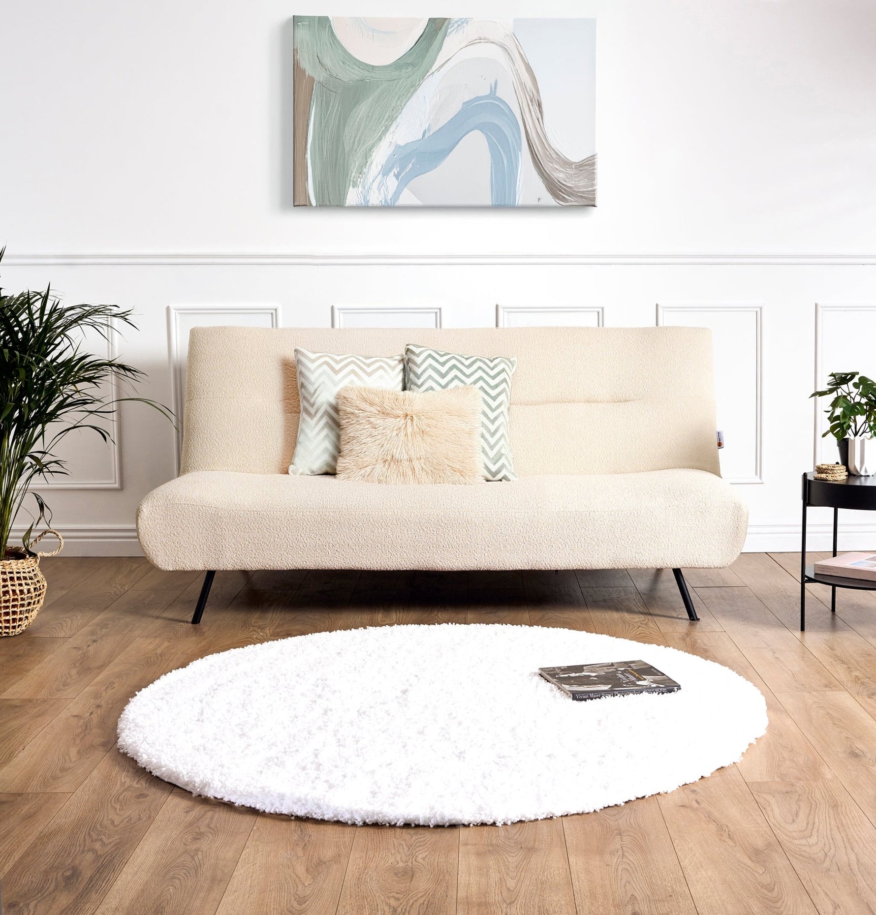 Snow White Plain Shaggy Rug - California - Bargainia.com - 