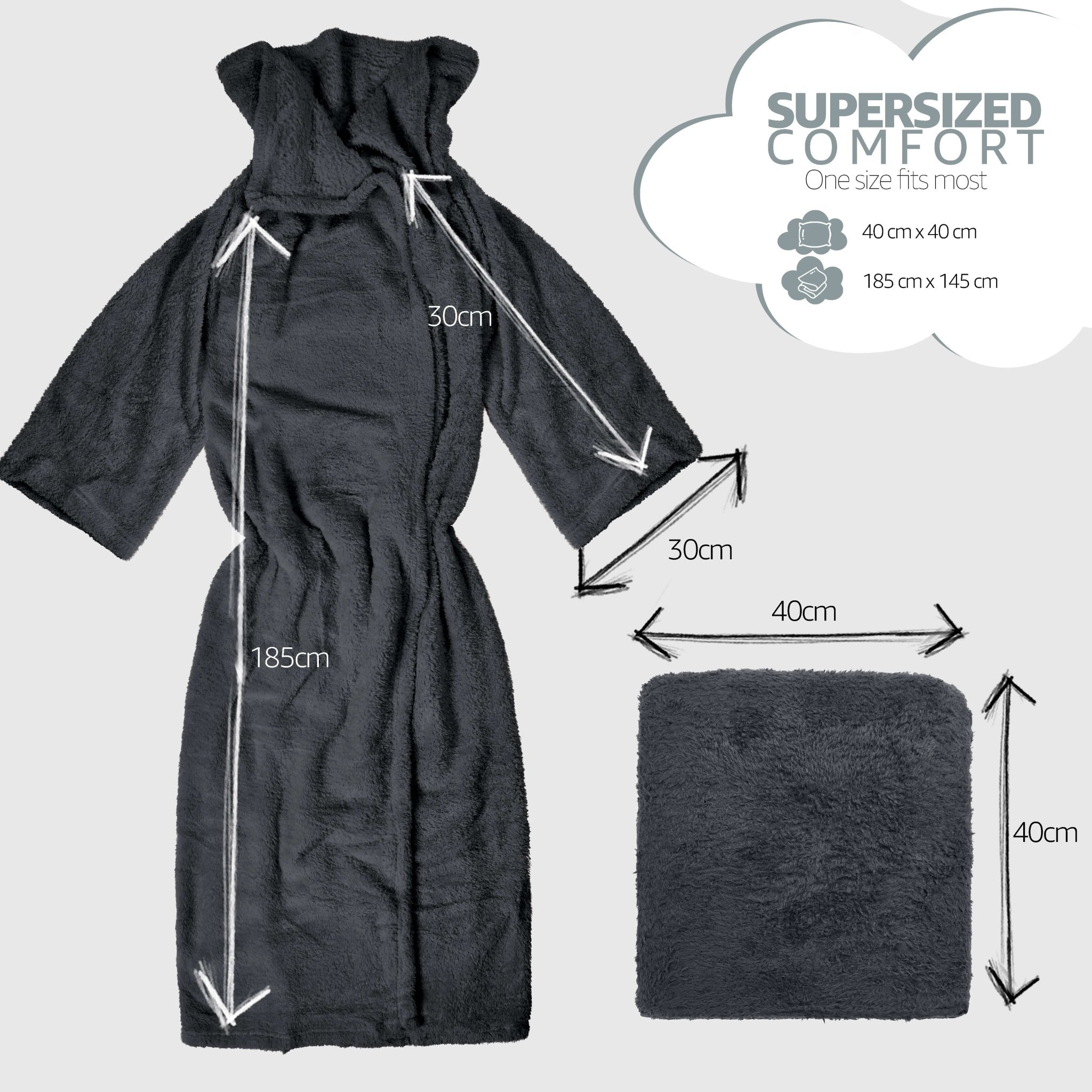 Snuggle 2 In 1 Wearable Blanket Assorted Colours | Hibernate Cosy Collection Clearance Grey