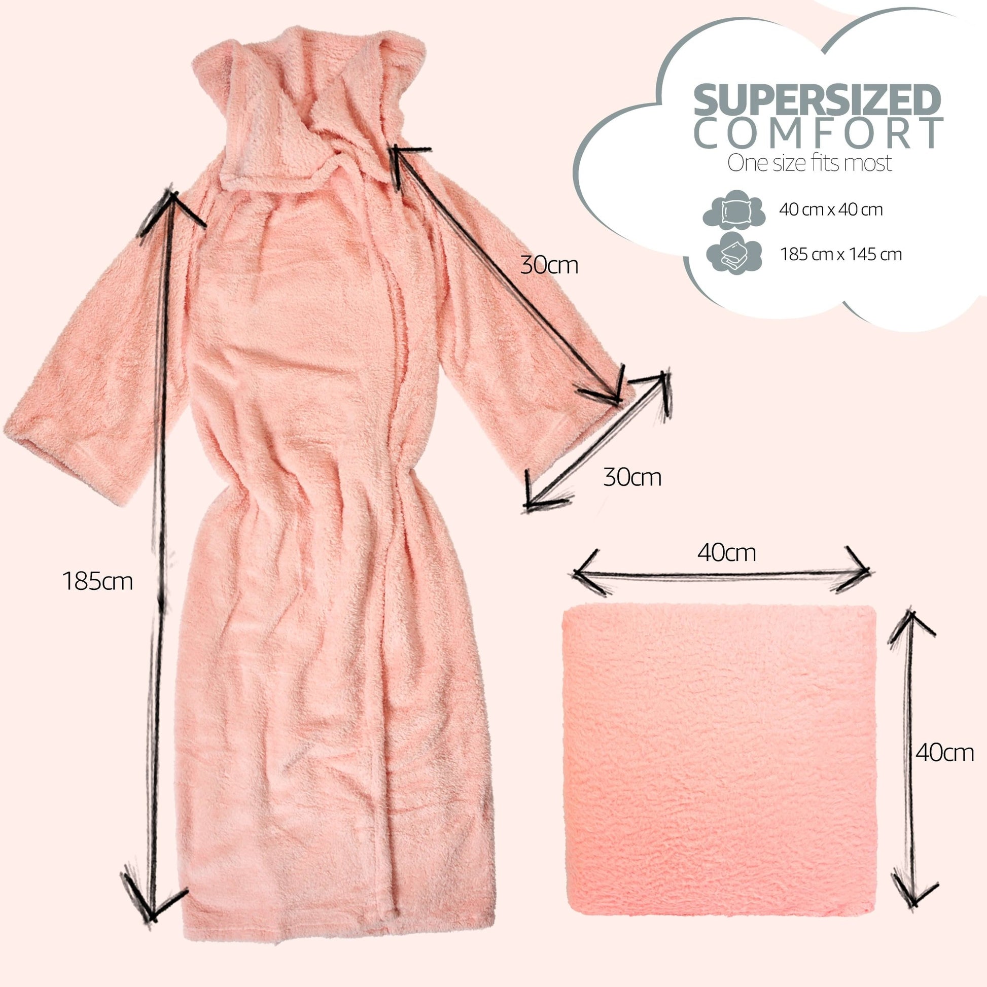 Snuggle 2 In 1 Wearable Blanket Assorted Colours | Hibernate Cosy Collection Clearance Pink