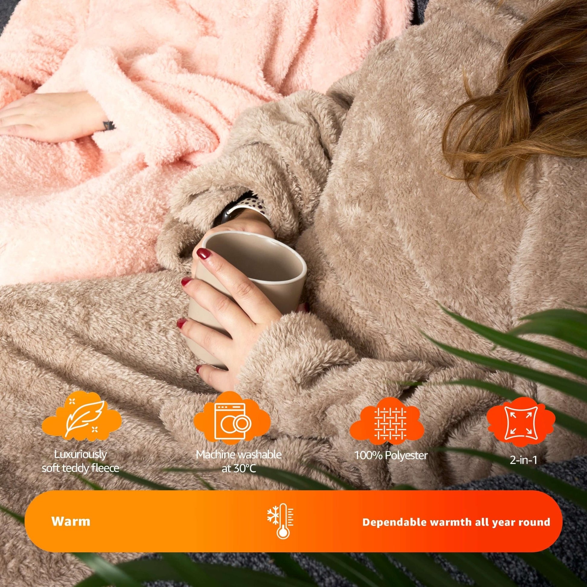 Snuggle 2 In 1 Wearable Blanket Assorted Colours | Hibernate Cosy Collection Clearance