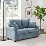 Sofa Bed Corduroy 2 Seater Fold Out Mattress - Ramy Blue - Bargainia.com - 