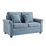 Sofa Bed Corduroy 2 Seater Fold Out Mattress - Ramy Blue - Bargainia.com - 