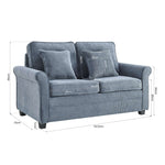 Sofa Bed Corduroy 2 Seater Fold Out Mattress - Ramy Blue - Bargainia.com - 