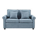 Sofa Bed Corduroy 2 Seater Fold Out Mattress - Ramy Blue - Bargainia.com - 