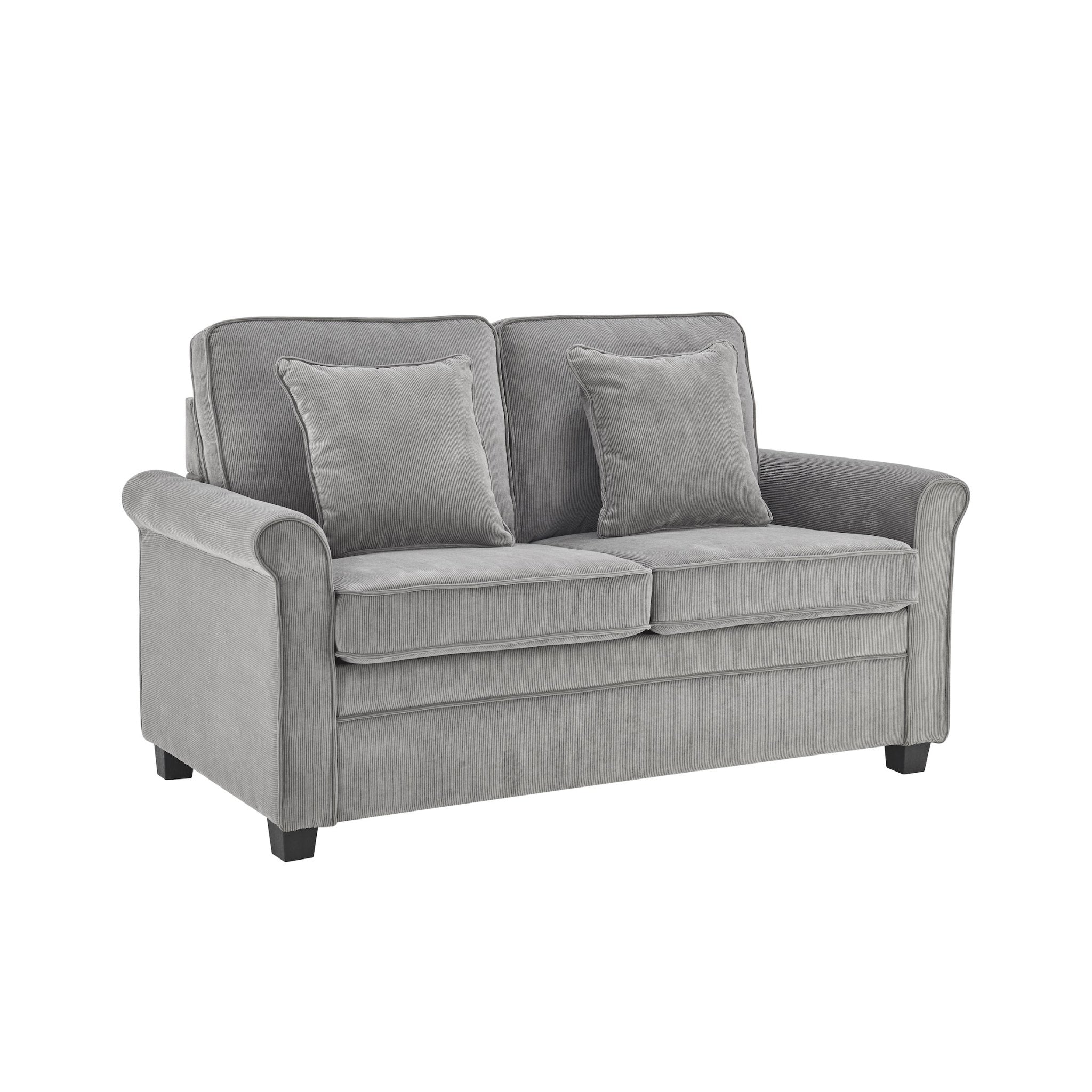 Sofa Bed Corduroy 2 Seater Fold Out Mattress - Ramy Grey Bargainia
