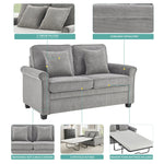 Sofa Bed Corduroy 2 Seater Fold Out Mattress - Ramy Grey - Bargainia.com - 