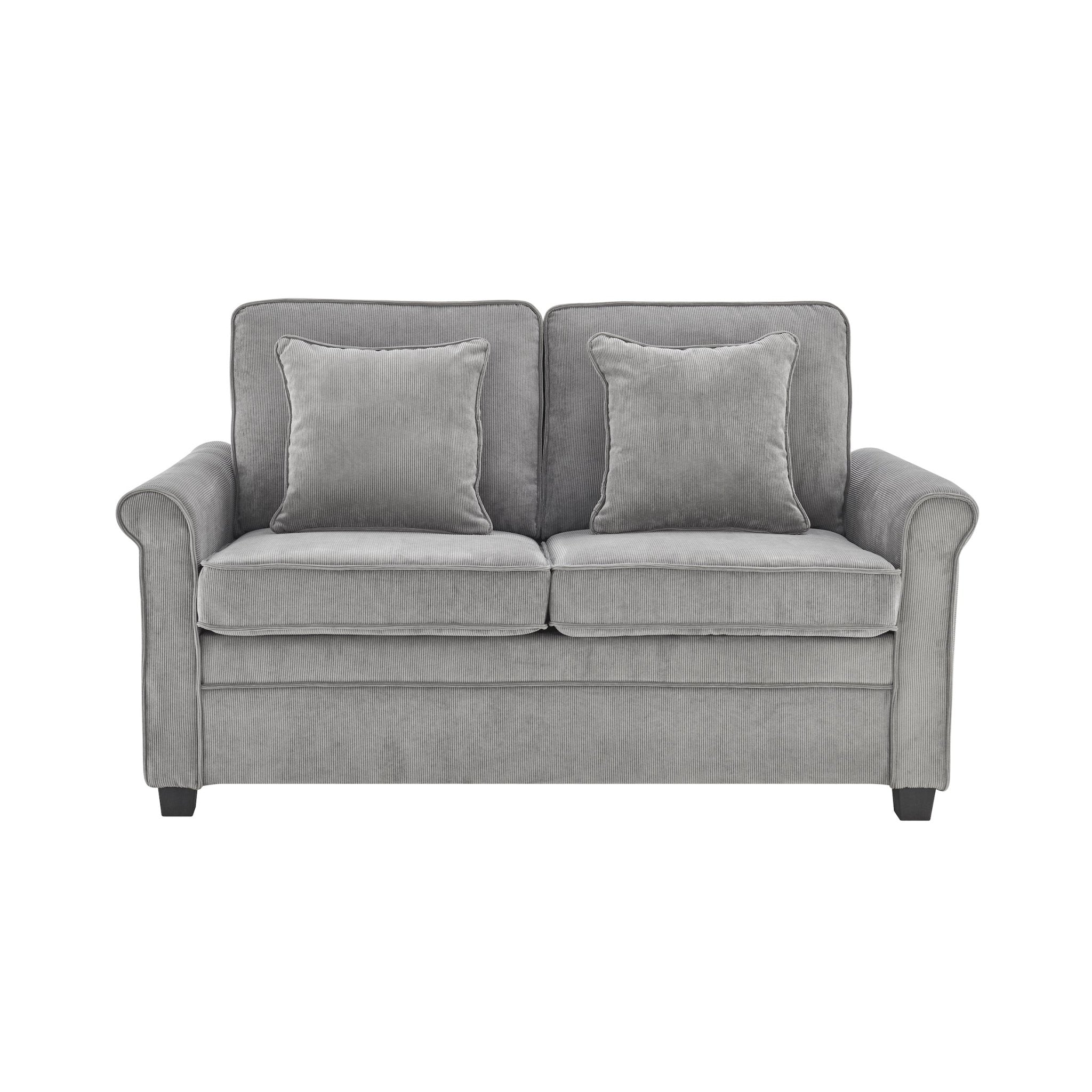 Sofa Bed Corduroy 2 Seater Fold Out Mattress - Ramy Grey Bargainia