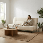 Sofa Bed Fluffy Cream Boucle 2 Seater - Cirrus - Bargainia.com - 5056536119384