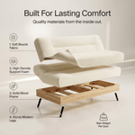 Sofa Bed Fluffy Cream Boucle 2 Seater - Cirrus - Bargainia.com - 5056536119384