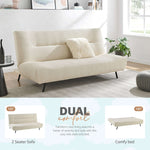 Sofa Bed Fluffy Cream Boucle 2 Seater - Cirrus - Bargainia.com - 