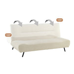 Sofa Bed Fluffy Cream Boucle 2 Seater - Cirrus - Bargainia.com - 