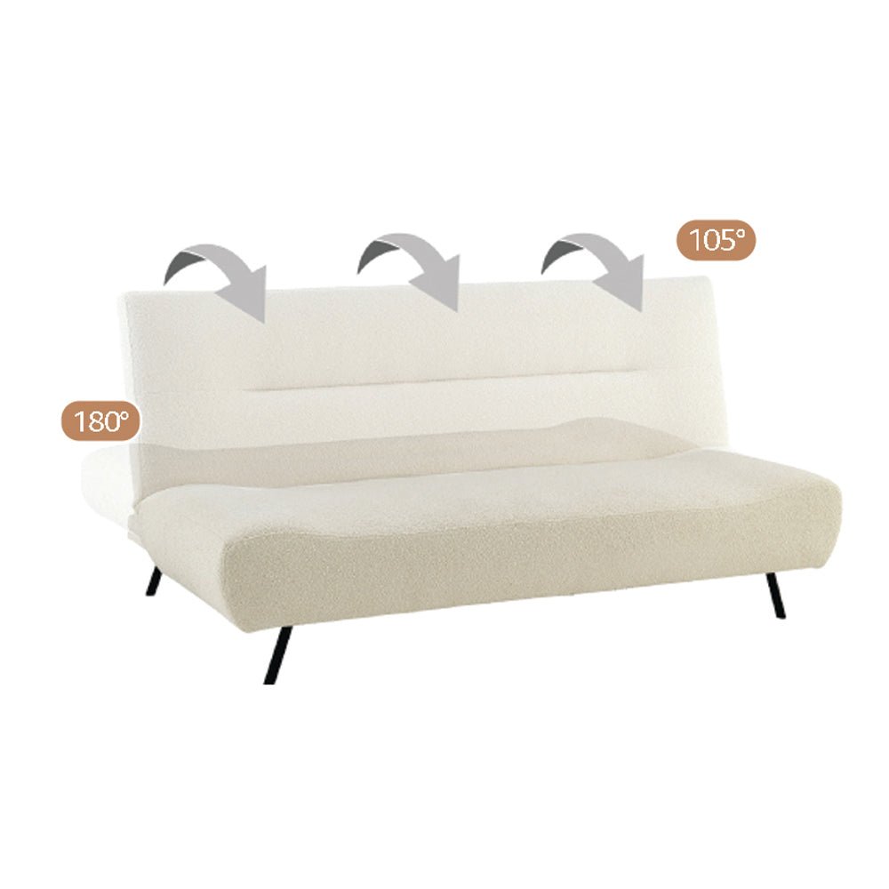 Sofa Bed Fluffy Cream Boucle 2 Seater - Cirrus Bargainia